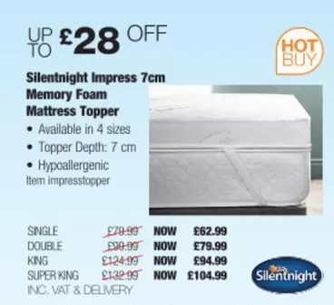 King - Impress 7cm Memory Foam Mattress Topper