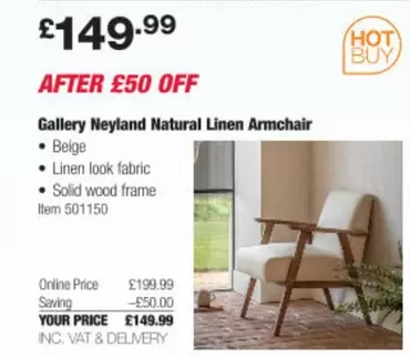 Neyland Natural Linen Armchair