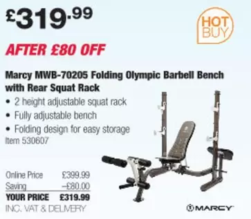 Bench - MWB-70205 Folding Olympic Barbell  with Rear Squat Rack