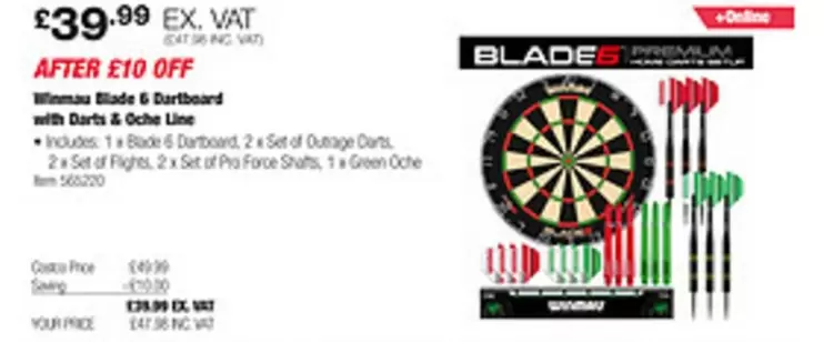 CAT - Blade 6 Dartboard with Darts & Oche Line
