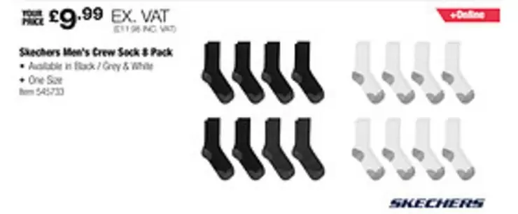 Skechers - Men's Crew Sock 8 Pack