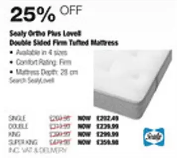 King - Ortho Plus Lovell Double Sided Firm Tufted Mattress