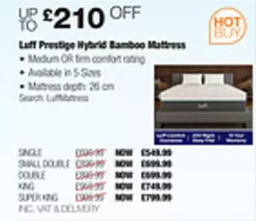 Prestige -  Hybrid Bamboo Mattress