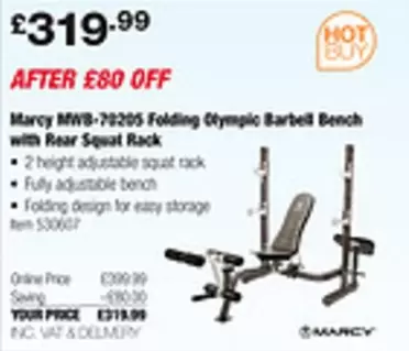 Bench - MWB-70205 Folding Olympic Barbell  with Rear Squat Rack