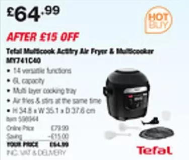 Tefal - Multicook Actifry Air Fryer & Multicooker MY741040