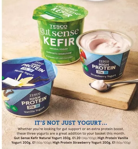 Boost - Gut Sense Kefir Natural Yogurt, High Protein Vanilla Yogurt, High Protein Strawberry Yogurt