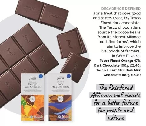 Tesco Finest - Finest Orange 47% Dark Chocolate, Finest 48% Dark Milk Chocolate