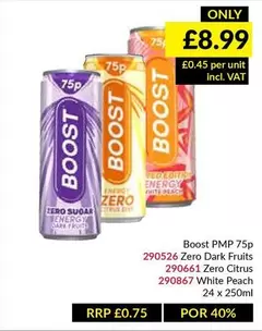 Boost - Zero Dark Fruits, Zero Citrus, White Peach