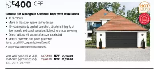 Options - Rib Woodgrain Sectional Door with Installation