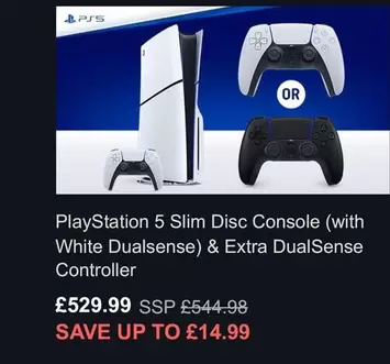5 Slim Disc Console (with White Dualsense) & Extra DualSense Controller