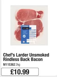 Chef's Larder - Unsmoked Rindless Back Bacon