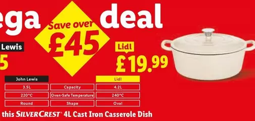 Silvercrest - 4L Cast Iron Casserole Dish