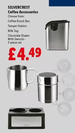 Silvercrest - Coffee Knock Box, Tamper Station, Milk Jug, Chocolate Shaker With Stencils- 5-plece set