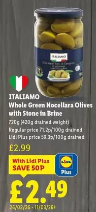 Italiamo - Whole Green Nocellara Olives with Stone in Brine
