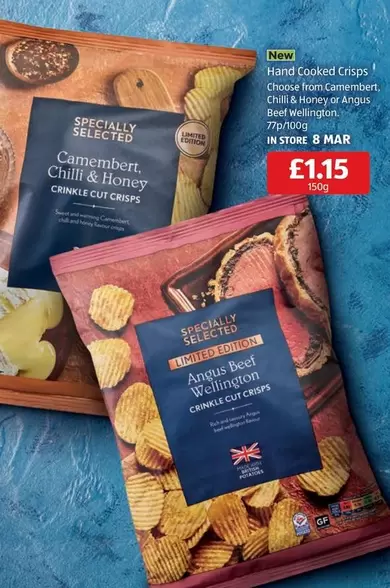 Sweet - Hand Cooked Crisps Camembert Chill & Honey or Angus Beef Wellington