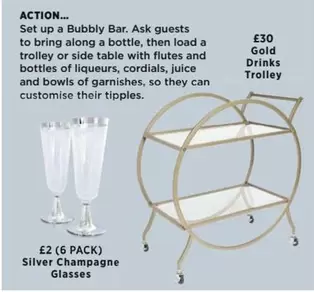 Silver - Gold Drinks Trolley