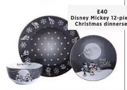 Disney - Mickey 12-piece Christmas dinnerset