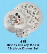 Disney - Mickey Mouse 12-piece Dinner Set