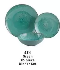 Green 12-piece Dinner Set