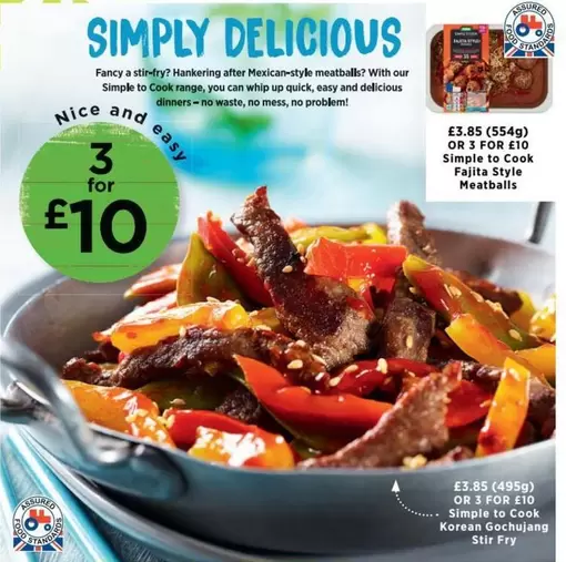 Simple - Fajita Style Meatballs, Korean Gochujang Stir Fry