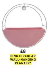 PINK CIRCULAR WALL-HANGING PLANTER*