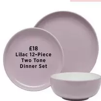 Lilac 12-Piece Two Tone Dinner Set