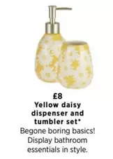Daisy - Yellow daisy dispenser and tumbler set