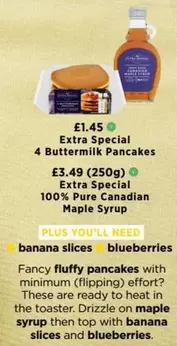 Pure - 4 Buttermilk Pancakes, 100%  Canadian Maple Syrup