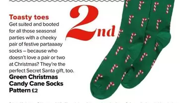 Green Christmas Candy Cane Socks