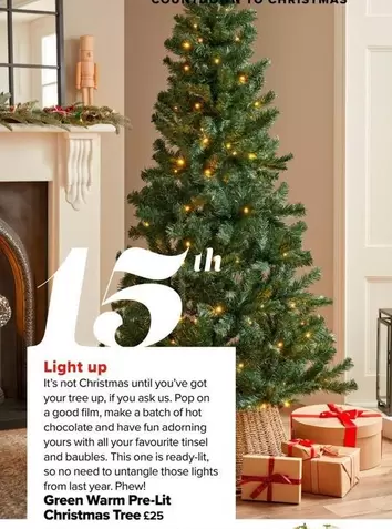 Yours - Green Warm Pre-Lit Christmas Tree