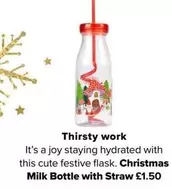 Joy - Christmas Milk Bottle with Straw