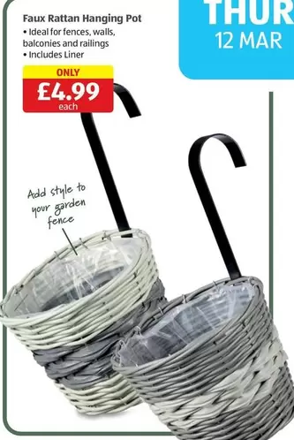 Faux Rattan Hanging Pot