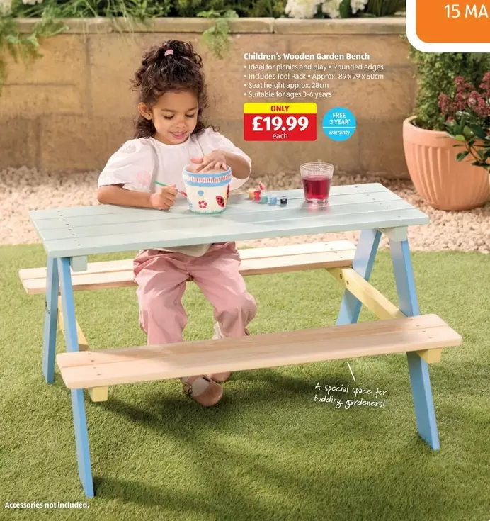 Bench - Children's Wooden Garden