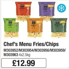 Chef - Menu Fries/Chips M303952/M303954/M303956/M303959/M303963