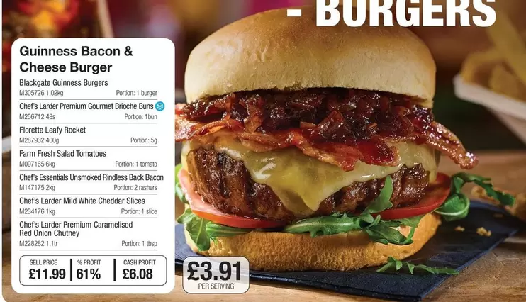 Guinness -  Bacon & Cheese Burger