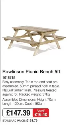 Bench - Picnic  5ft