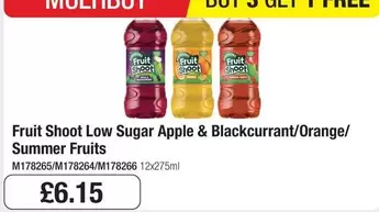 Fruit Shoot - Low Sugar Apple & Blackcurrant/Orange/ Summer Fruits