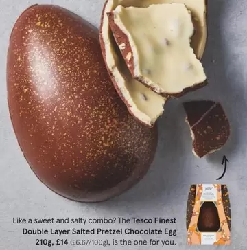 Tesco Finest - Double Layer Salted Pretzel Chocolate Egg