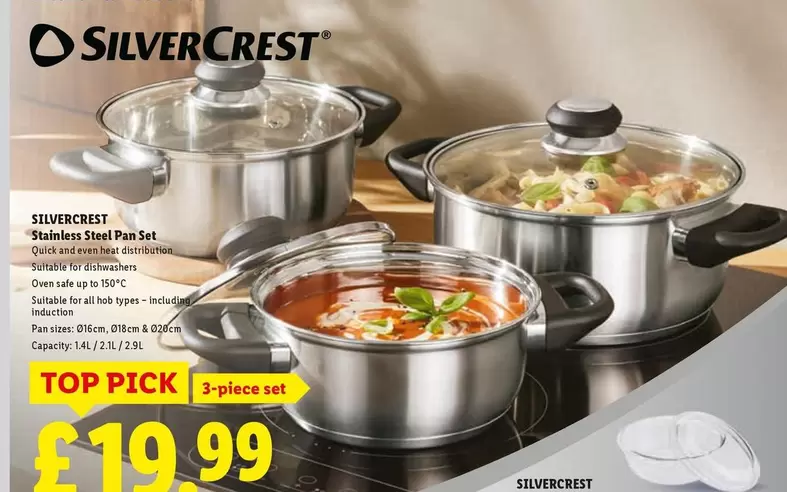 Silvercrest - Stainless steel pan set