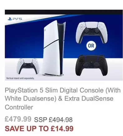 5 Slim Digital Console (With White Dualsense) & Extra DualSense Controller