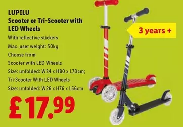 Scooter or Tri-Scooter with LED Wheels