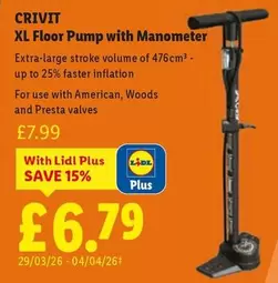 Crivit - XL Floor Pump with Manometer
