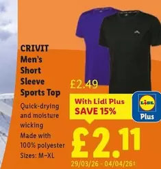 Crivit - Men's Short Sleeve Sports Top