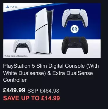 PlayStation 5 Slim Digital Console (With White DualSense) & Extra DualSense Controller