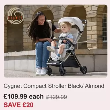 Compact Stroller Black/ Almond