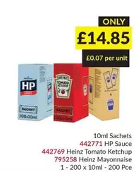 HP - Heinz Tomato Ketchup & Heinz Mayonnaise Sachets