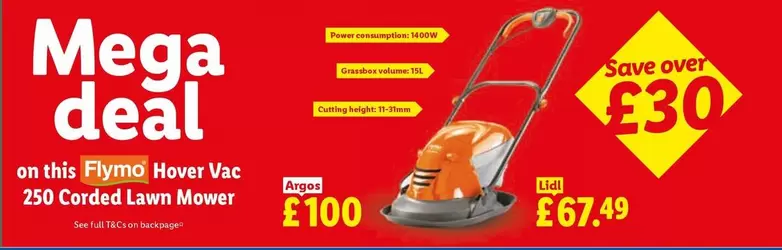 Flymo -  Hover Vac 250 Corded Lawn Mower