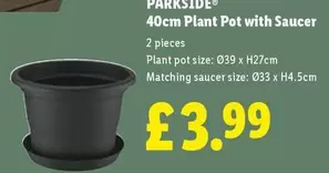 Parkside - 40cm Plant Pot with Saucer