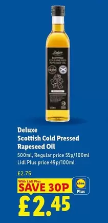 Deluxe - Scottish Cold Pressed Rapeseed Oil
