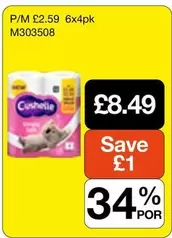 Cushelle -  Toilet Tissue 6x4pk